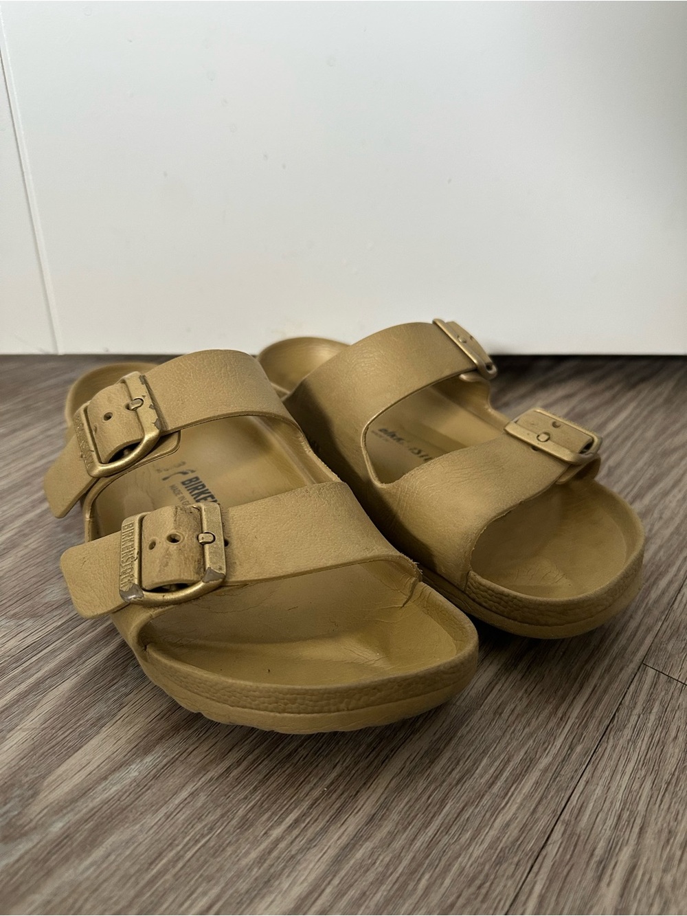 Gold Birkenstock Eva Sandals